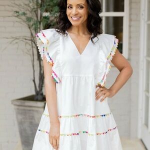CROSBY by Mollie Burch White Holden Dress with Colorful Trim